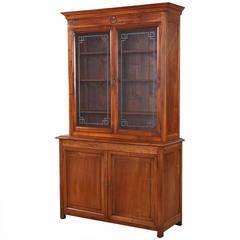 French Napoleon III Walnut Cabinet Bookcase, Late 1800s 7