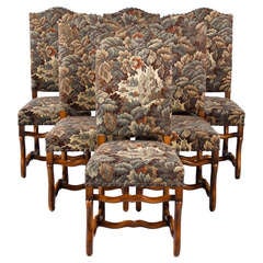 Set of Six French Louis XIII Style "Os de Mouton" Chairs, circa 1940s
