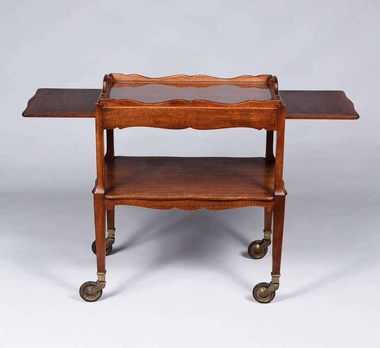 20th Century Early 1900s French Walnut Bar Cart