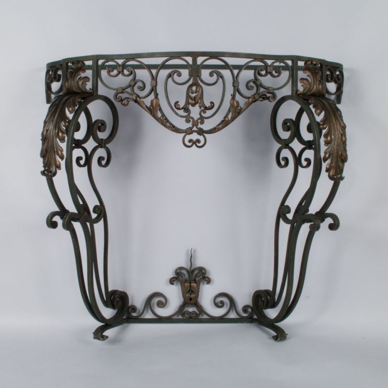 Early 1900s Louis XV Style Wall Console Table In Excellent Condition In Austin, TX