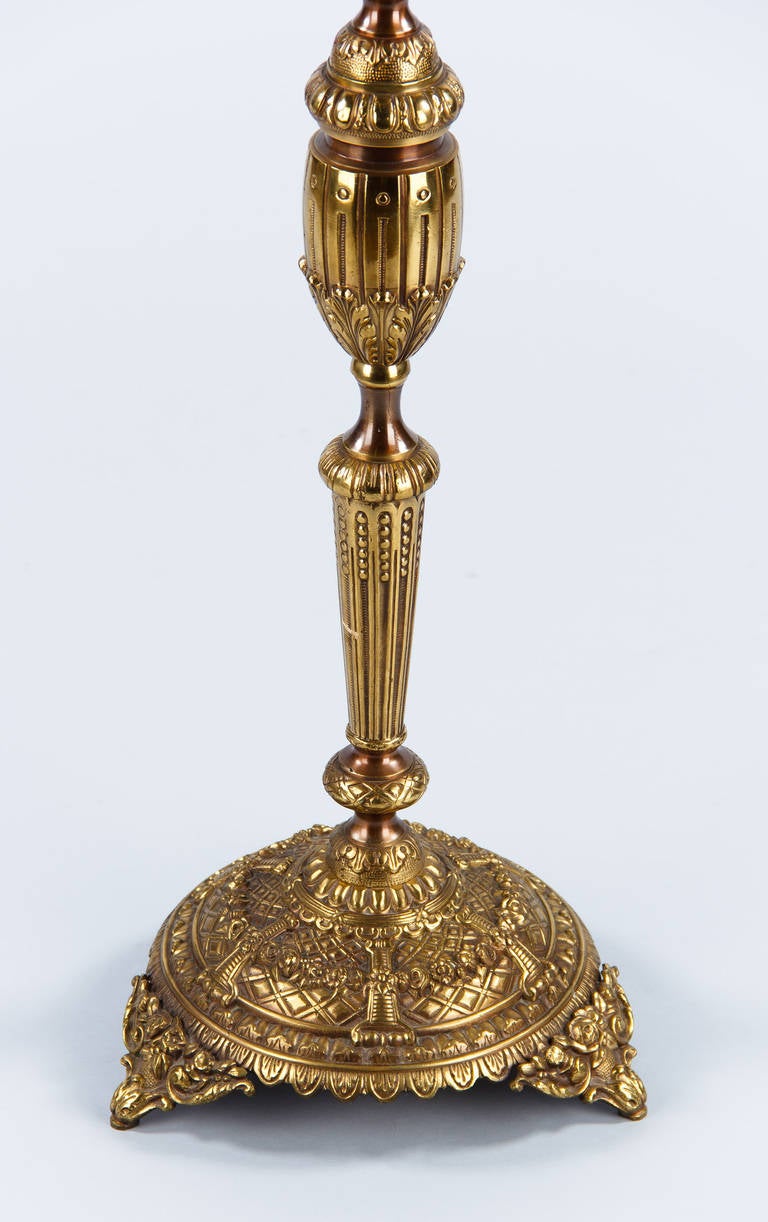 Mid-20th Century French Louis XVI Style Gilded Bronze Floor Lamp, 1940s