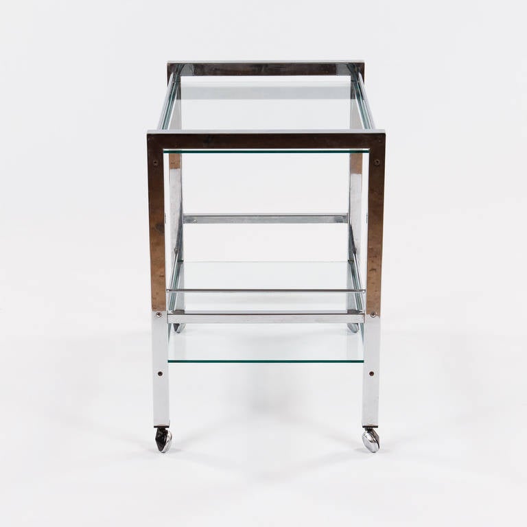 Late 20th Century French Vintage Chrome Bar Cart, 1970s