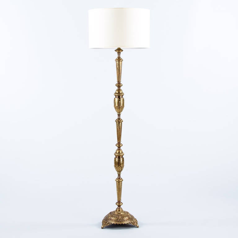 French Louis XVI Style Gilded Bronze Floor Lamp, 1940s 2