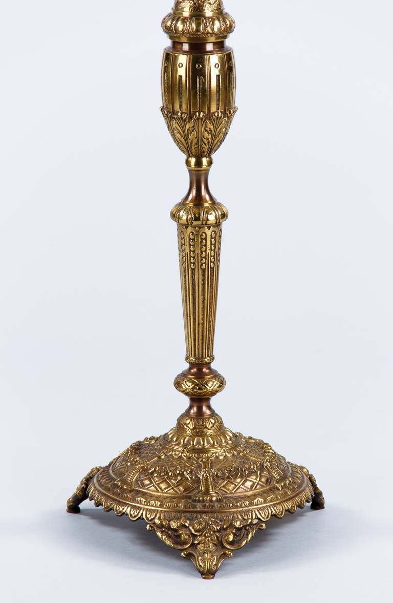 French Louis XVI Style Gilded Bronze Floor Lamp, 1940s 3