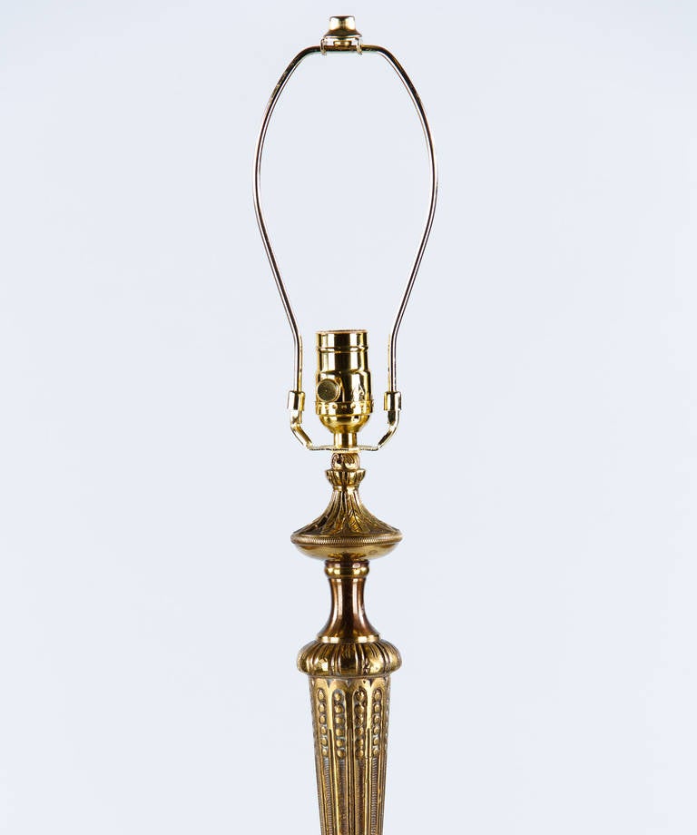 French Louis XVI Style Gilded Bronze Floor Lamp, 1940s 4