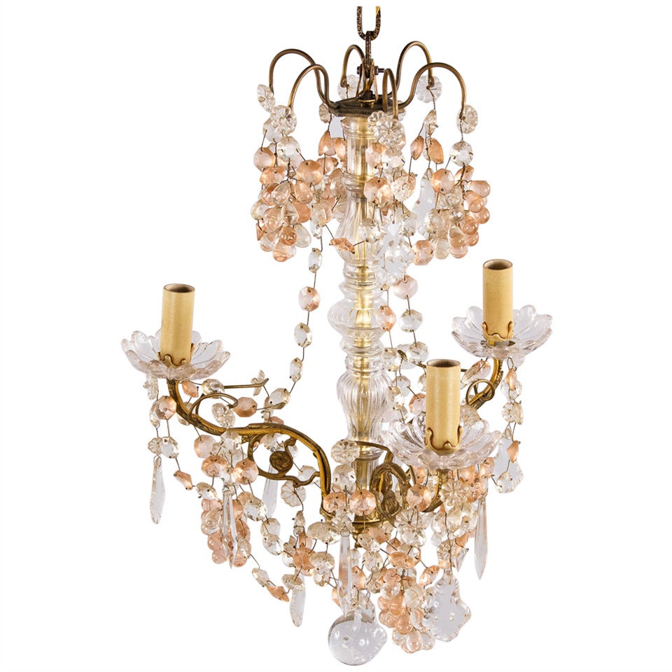 1930s French Crystal Chandelier with Glass Grapes