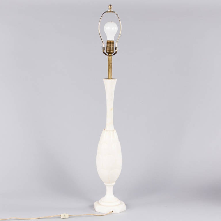 A Mid-Century tall marble Lamp from Italy. The actual shade is 16