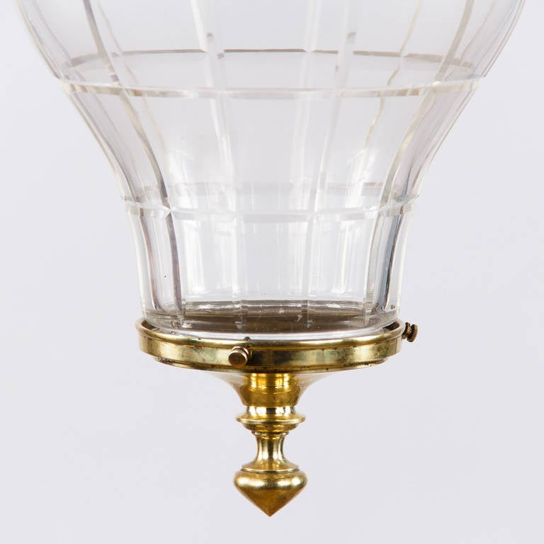 French Art Nouveau Glass and Brass Lantern, 1900s 1