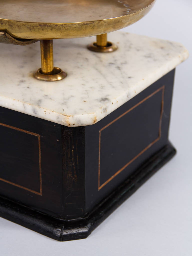 19th Century French Napoleon III Marble-Top Bakery Scale, 1870s