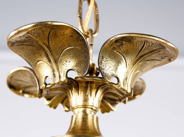 French Art Nouveau Glass and Brass Lantern, 1900s 3