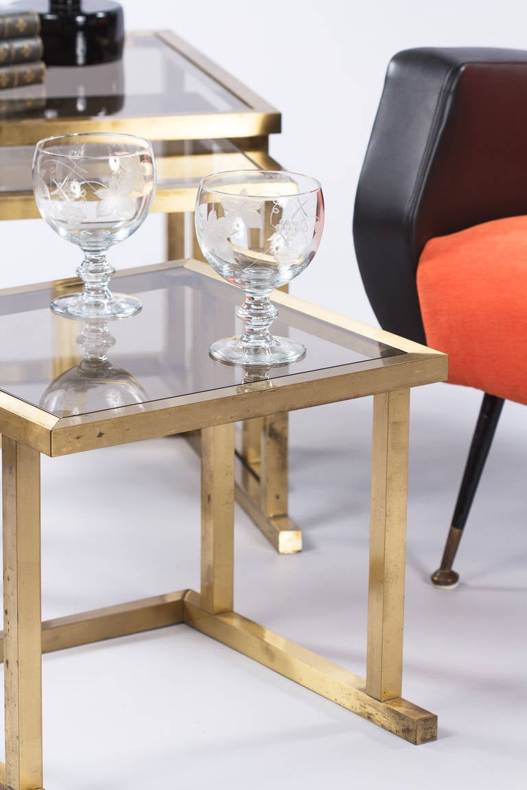 Midcentury French Brass Nesting Tables 4