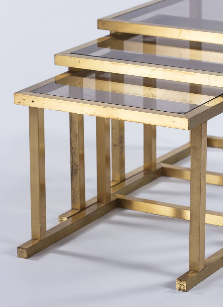 Mid-20th Century Midcentury French Brass Nesting Tables