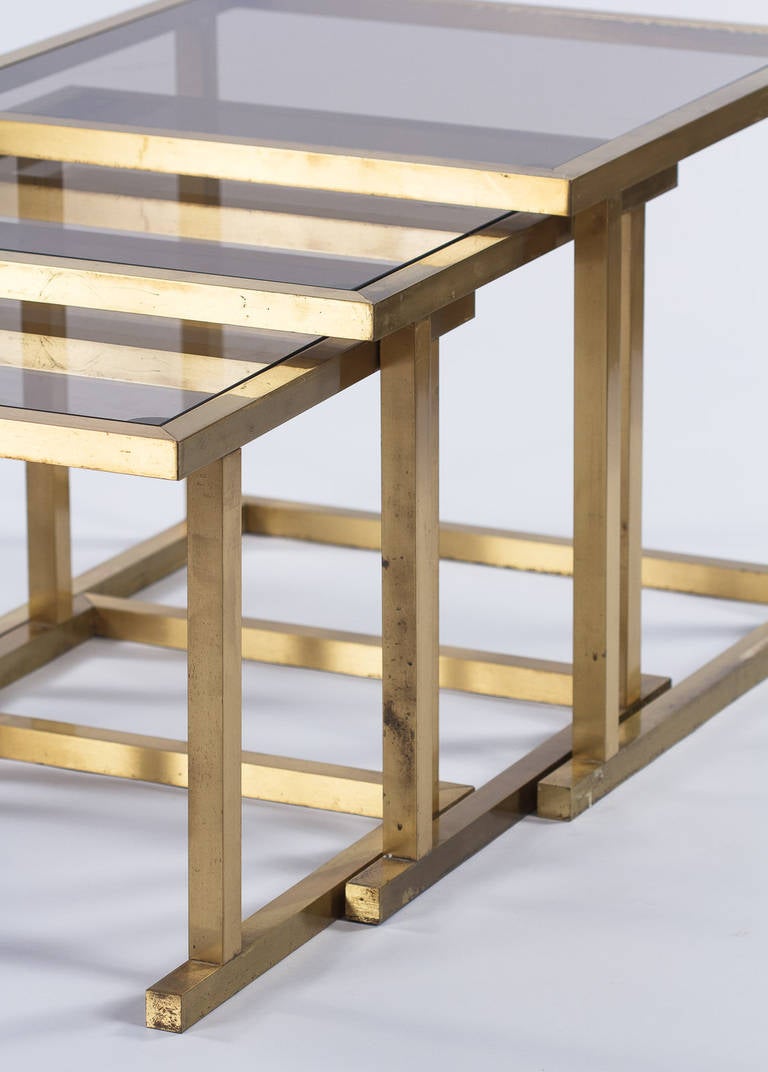 Midcentury French Brass Nesting Tables 1