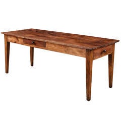 Antique French Country Pine and Oak Farm Table, Late 1800s