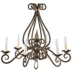 Vintage 1940's French Iron Chandelier