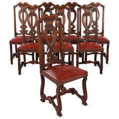 Set of Eight Spanish Renaissance Style Dining Chairs, circa 1940s