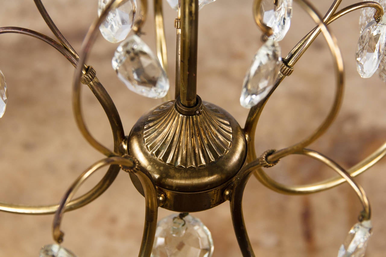 Vintage French Brass Chandelier with Glass Globes 4
