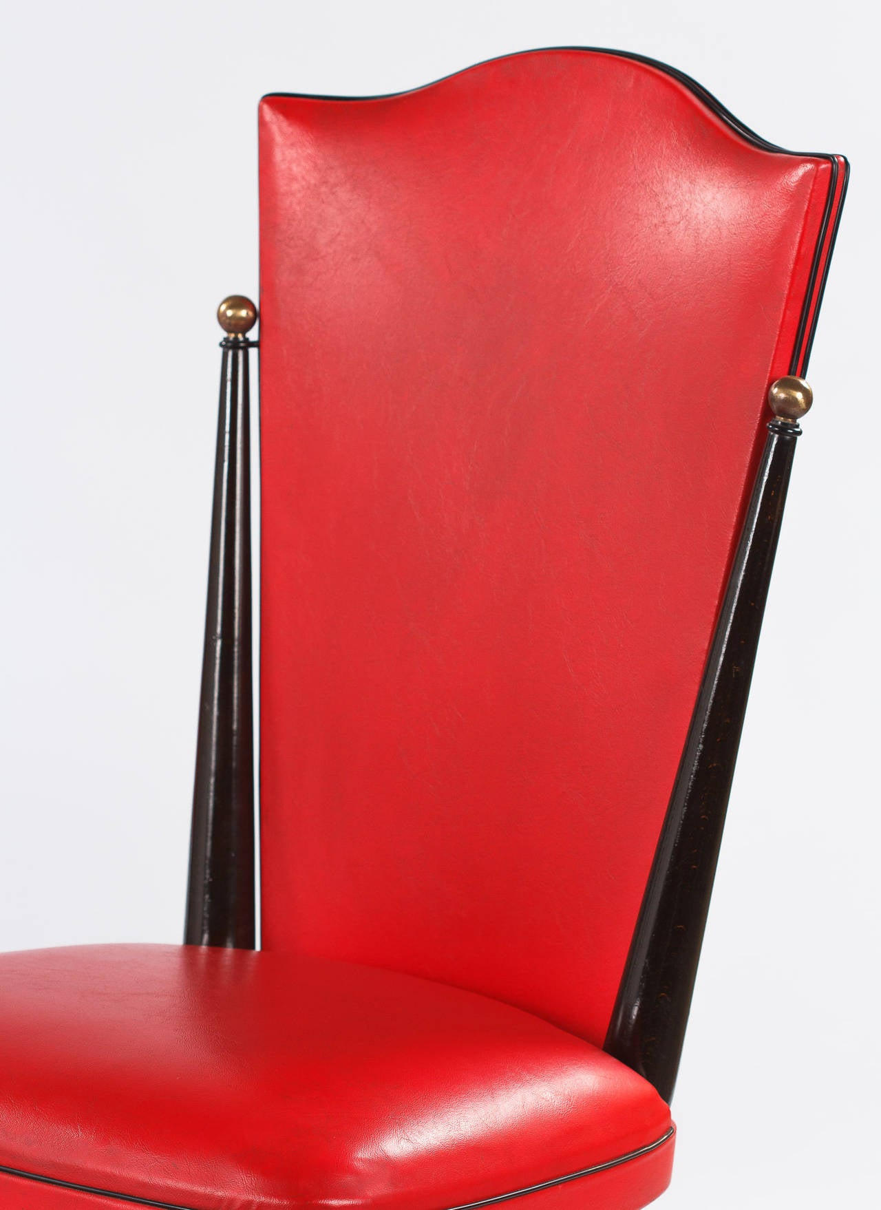 Pair of Vintage French Red Vinyl Side Chairs, 1960s For Sale at 1stdibs