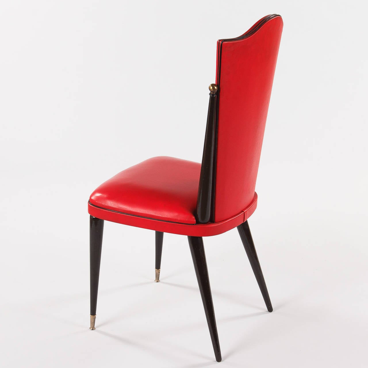 Pair of Vintage French Red Vinyl Side Chairs, 1960s For Sale at 1stdibs