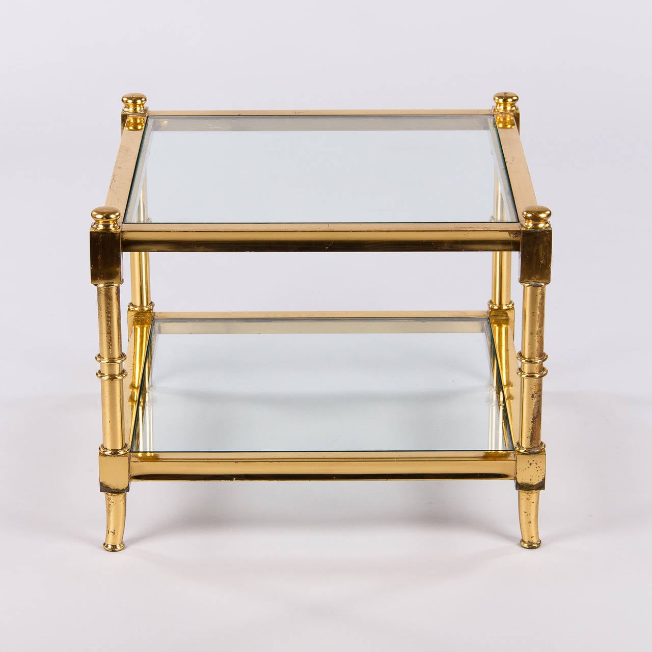 Polished 1960s Maison Jansen Style Brass Side Table