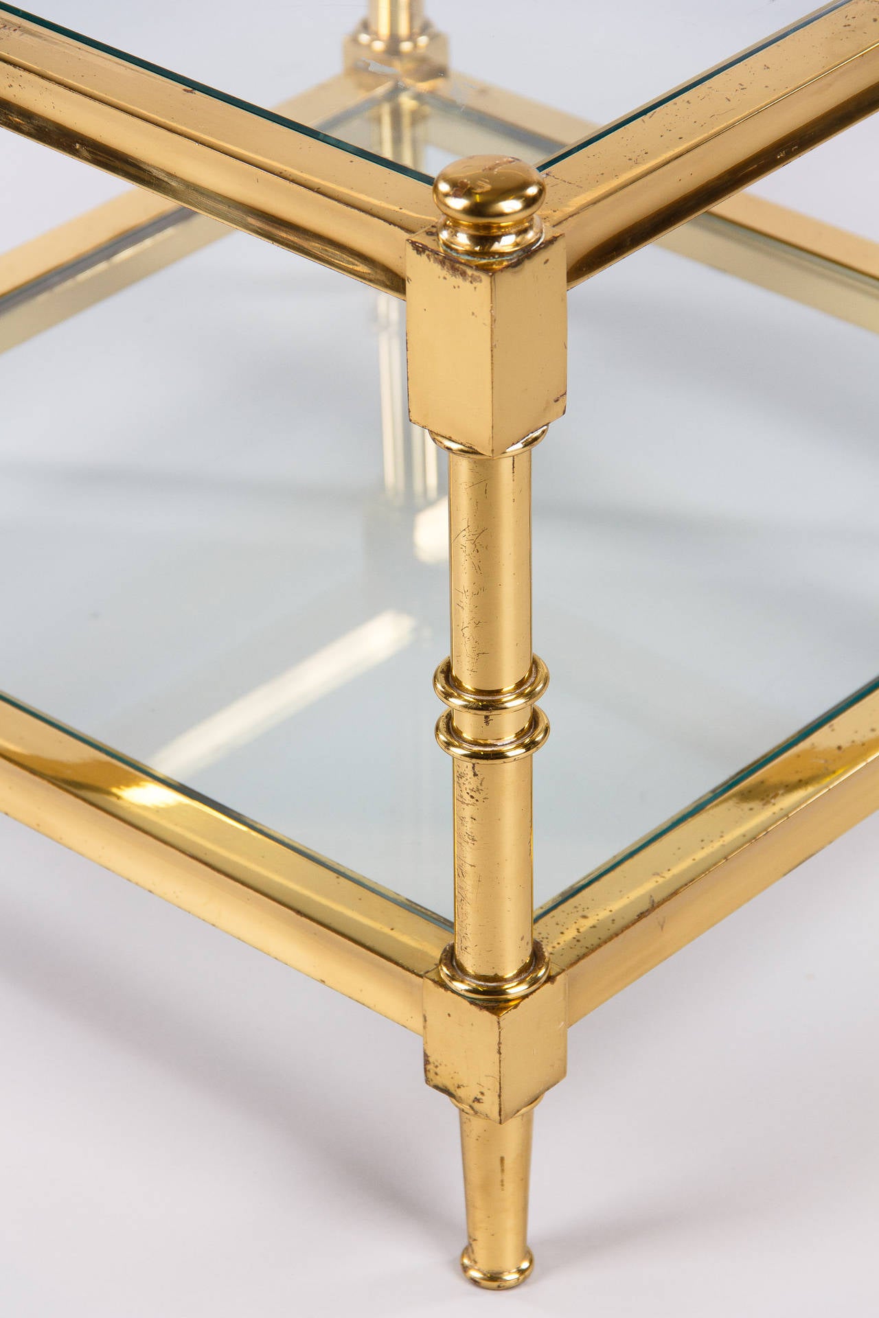 Glass 1960s Maison Jansen Style Brass Side Table