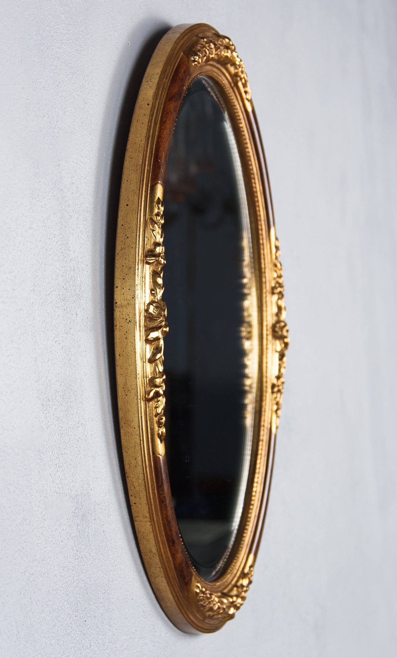 French Louis XVI Style Small Oval Mirror