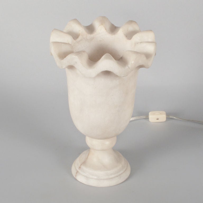French Alabaster Torchere Lamp, 1920S In Good Condition In Austin, TX