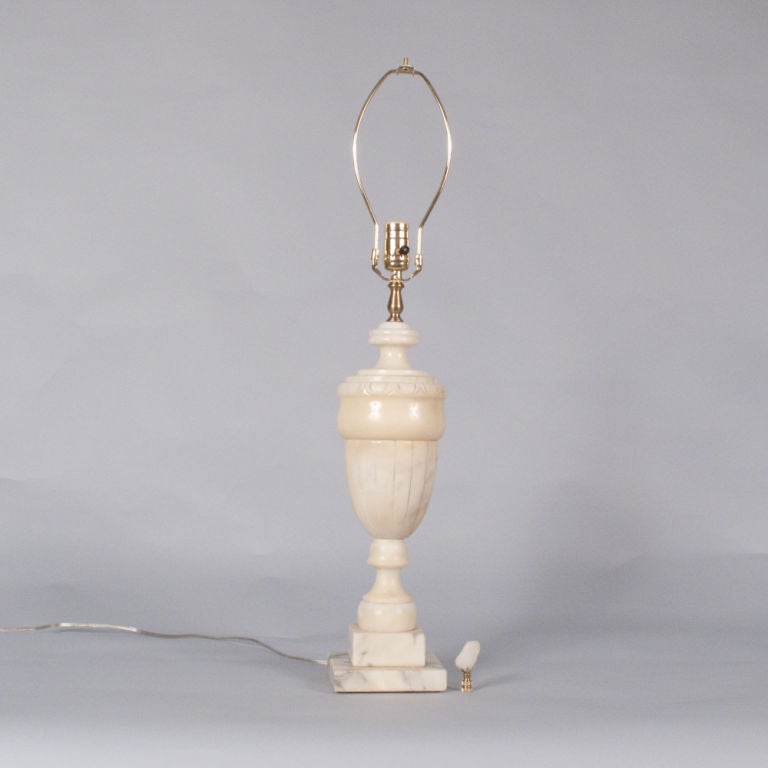 A French Neo-classical urn-shaped Marble Lamp. The actual shade is 14
