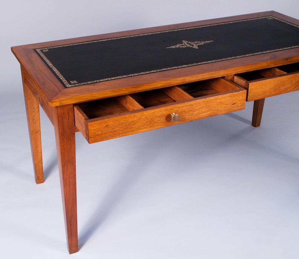 French Louis XVI Style Cherrywood Desk with Leather Top, circa 1900s 2