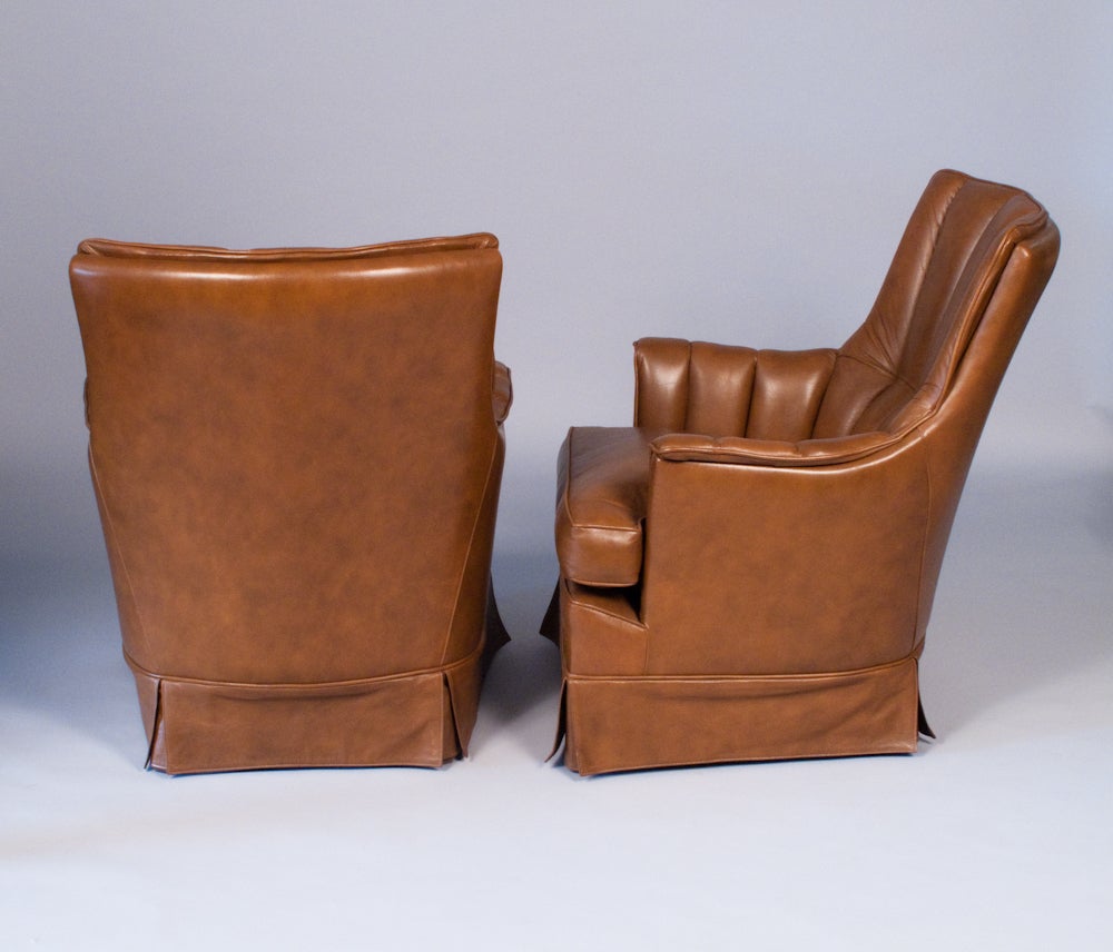 Mid-Century Modern Pair of Mid Century Leather Armchairs from Spain