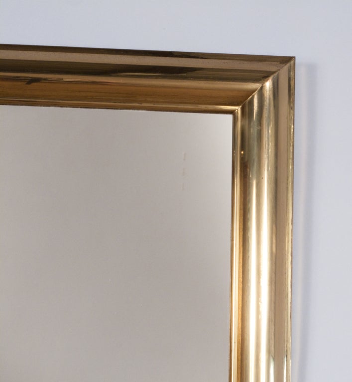 1970s French Brass Mirror In Excellent Condition In Austin, TX