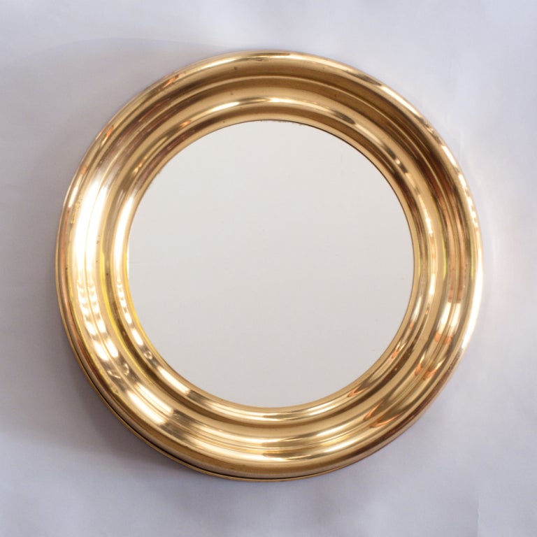 French Vintage Round Brass Mirror at 1stDibs