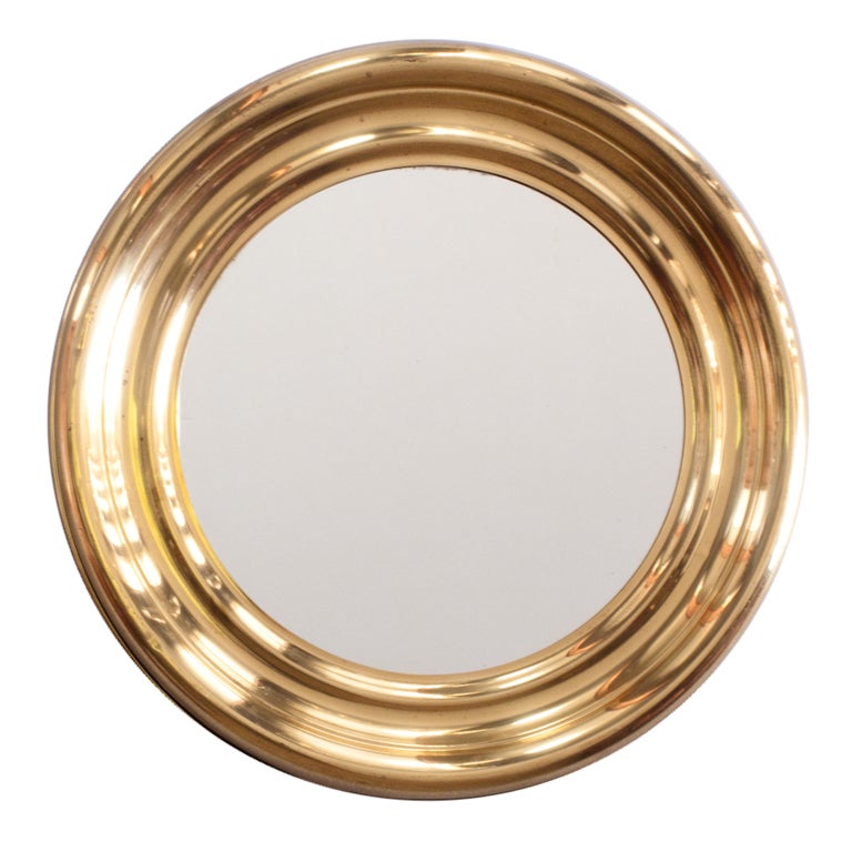 French Vintage Round Brass Mirror at 1stDibs