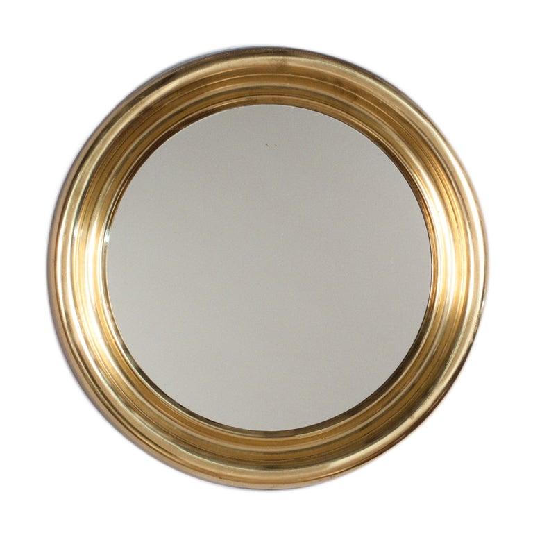 1970s French Vintage Brass Wall Mirror at 1stdibs