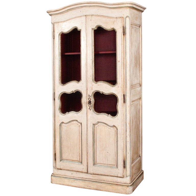 French Restauration Style Painted Armoire Vitrine, circa 1900s