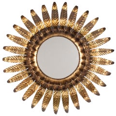 Spanish Sunburst Mirror with Leaf Motifs