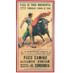 Vintage Framed Poster of Bullfight