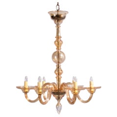 1940s Italian Amber Glass Murano Chandelier 10