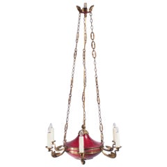 French Empire Style Red Tole Chandelier
