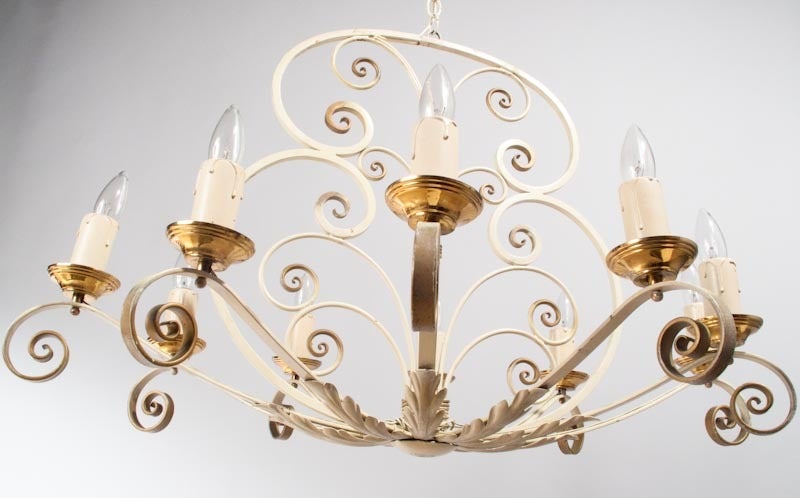 French 1940's Painted Metal Chandelier