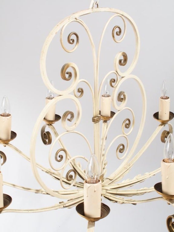 Mid-20th Century 1940's Painted Metal Chandelier