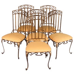 Set of 6 French Polished Metal Dining Chairs