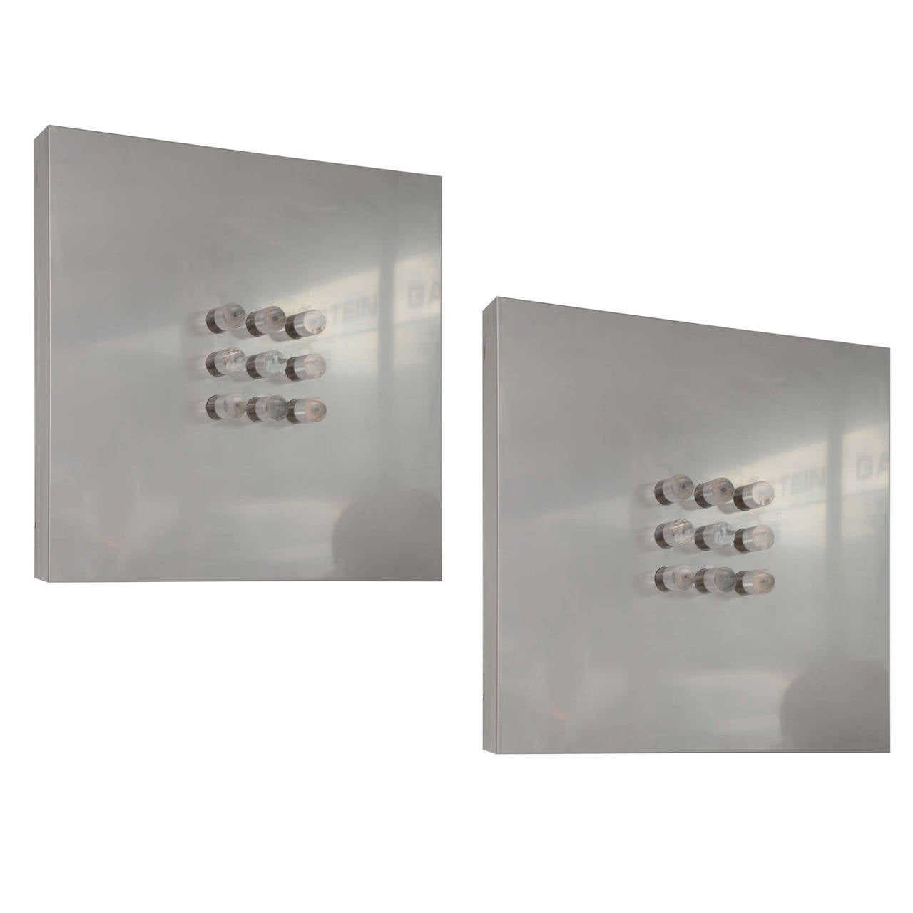 Pair of Italian Modern Stainless Steel and Glass Wall Lights, Angelo Brotto