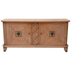 French Modern Cerused Oak and Patinated Bronze Credenza by Andre Arbus