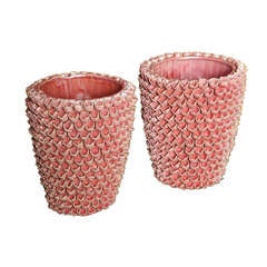 A Pair of Rose Color Ceramic Vases