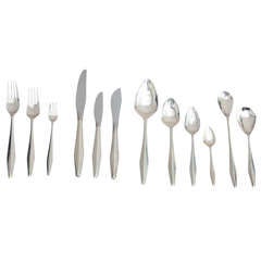 Rare and Extensive Set of Gio Ponti Diamond Sterling Flatware 9