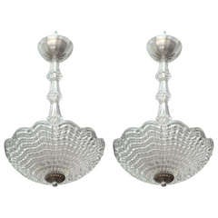 Pair of Venetian Glass Chandeliers by Barovier and Toso