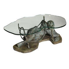 Unique Philip and Kelvin LaVerne Bronze and Glass Low Table 10