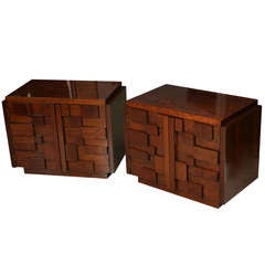 A Pair of Lane Bedside Credenza