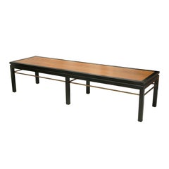 Dunbar Ebonized, Walnut and Brass Bench